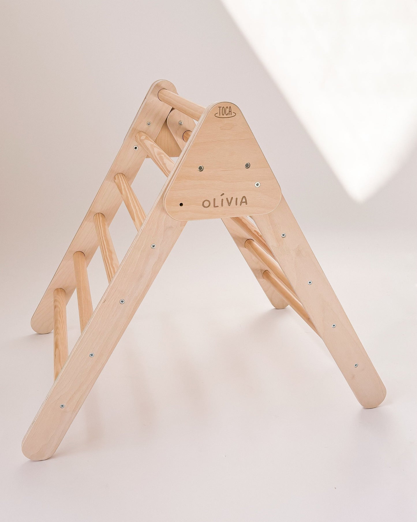 Triângulo Pikler mini em madeira natural para bebés, brinquedo educativo de motricidade fina