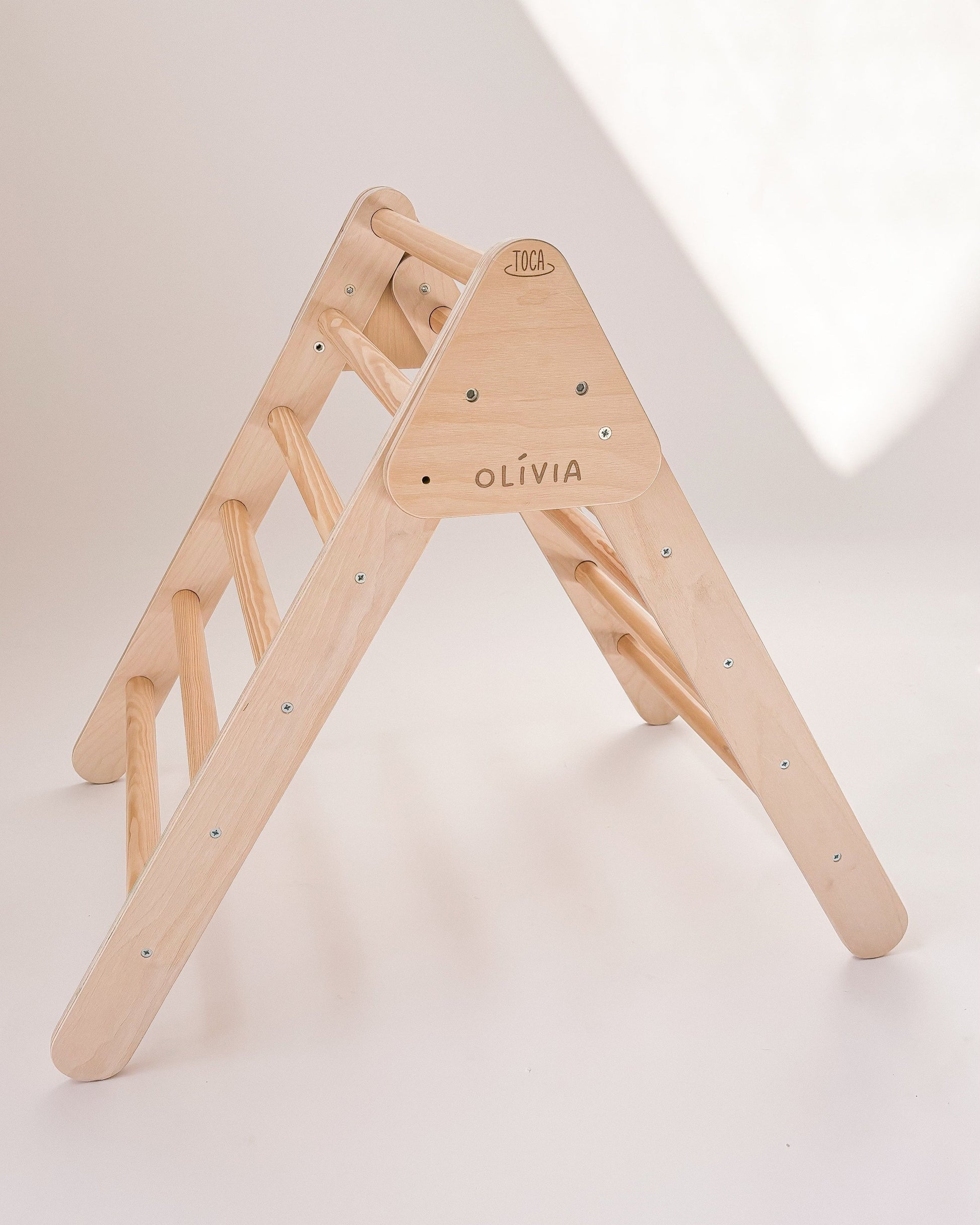 Triângulo Pikler mini em madeira natural para bebés, brinquedo educativo de motricidade fina