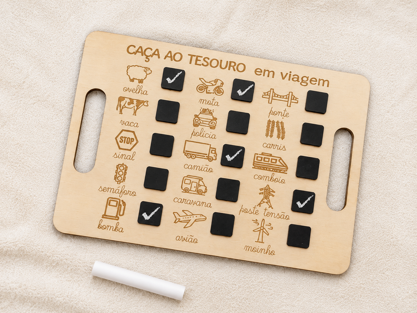 Caça ao Tesouro em Viagem | Jogo de Observação em Madeira para Crianças