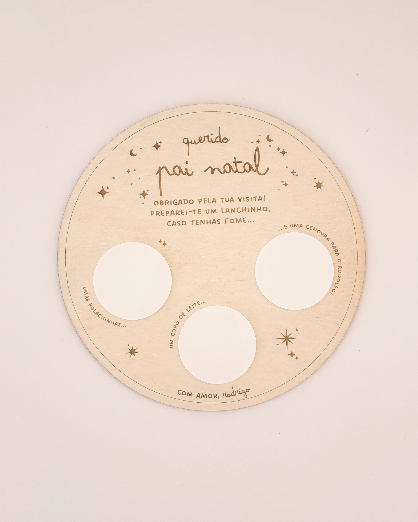 Peça decorativa infantil para agradecer ao Pai Natal na véspera de Natal.