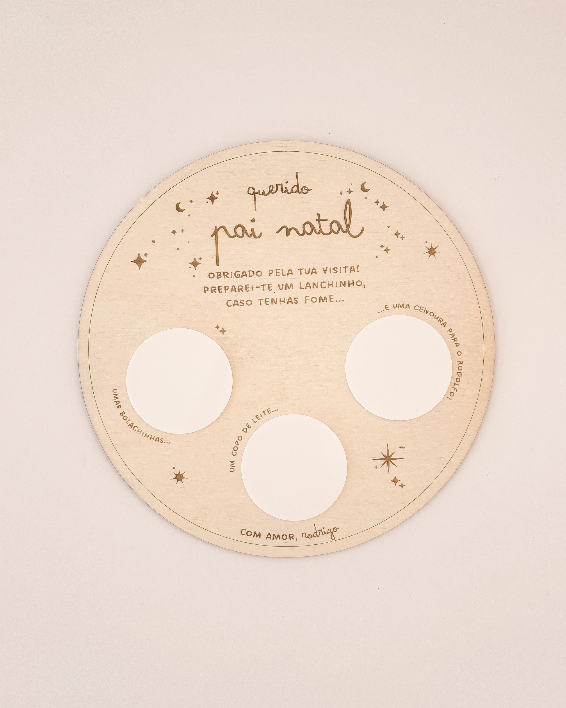 Peça decorativa infantil para agradecer ao Pai Natal na véspera de Natal.