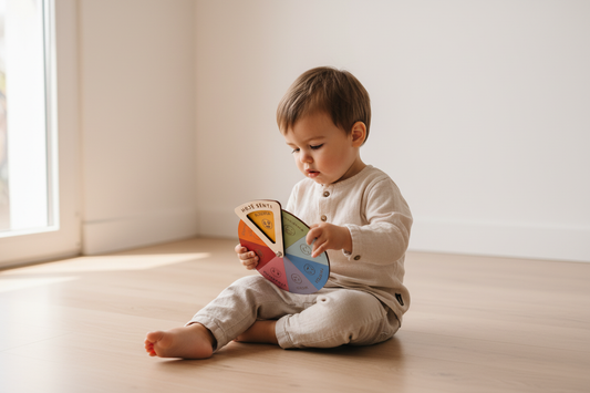 Criança a explorar a roda das emoções