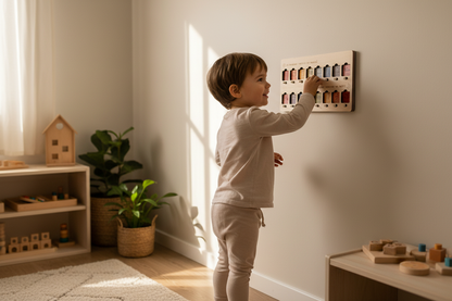 Criança a usar o Quadro de Tarefas Deslize