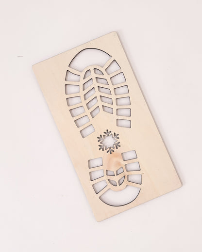 Molde lateral da pegada do Pai Natal, ideal para criar marcas mágicas no chão.